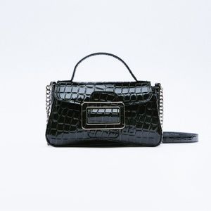 Zara Animal Print Buckle Crossbody Bag